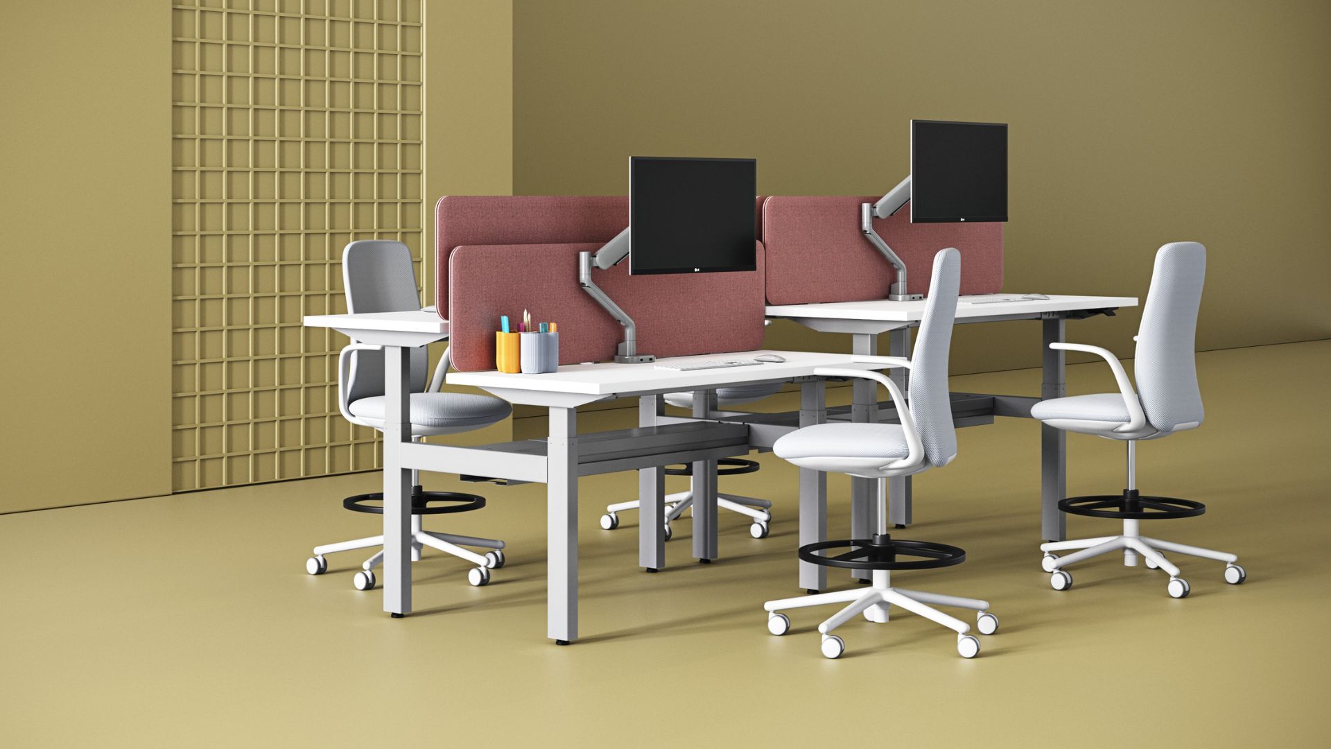 Height Adjustable CORE Benching System in a high-density office